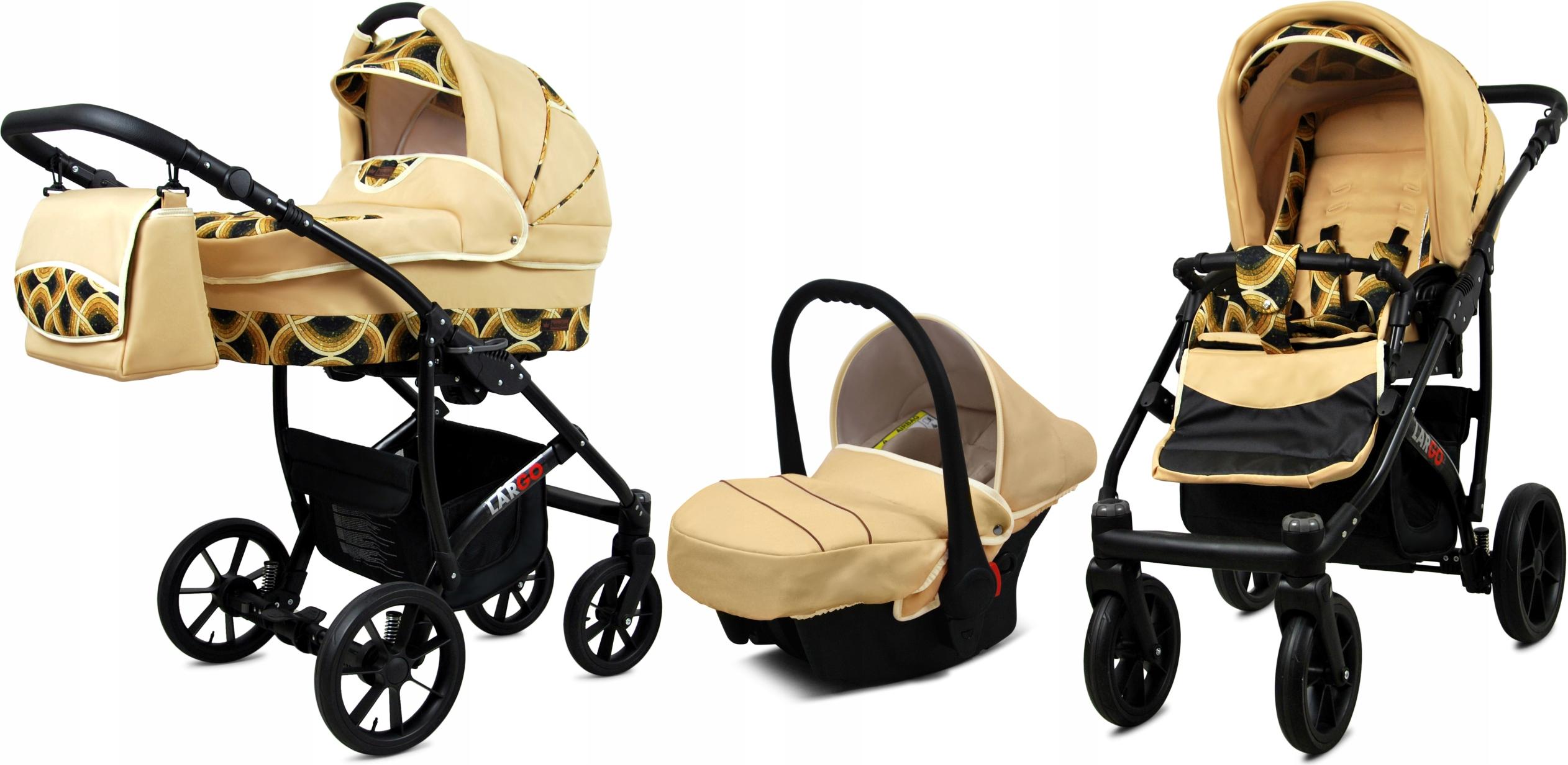 BabyLux Largo | 3in1 Kinderwagen Set | Gold Rainbow | Kombikinderwagen | Kinderwagenset | Buggy
