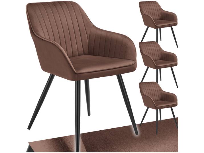 Stuhl Marilyn, Samtoptik, gesteppt - braun/schwarz, 4er Set