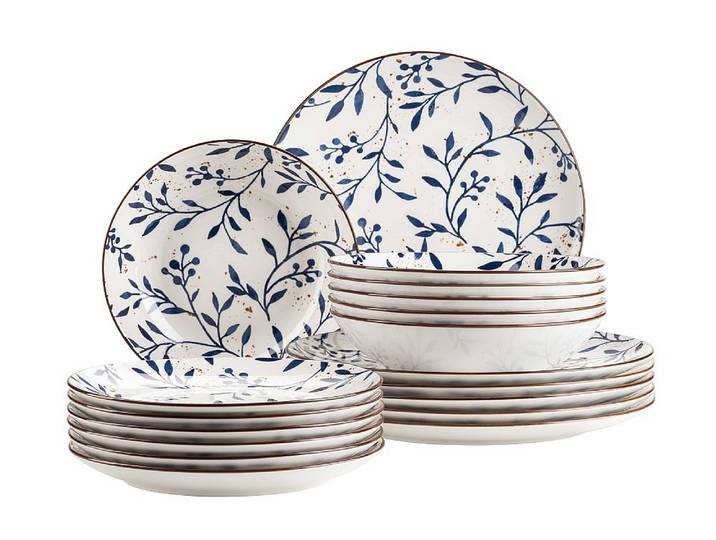 Geschirr-Set 18tlg. Olive blau - Geschirr-Set 18tlg. Olive blau