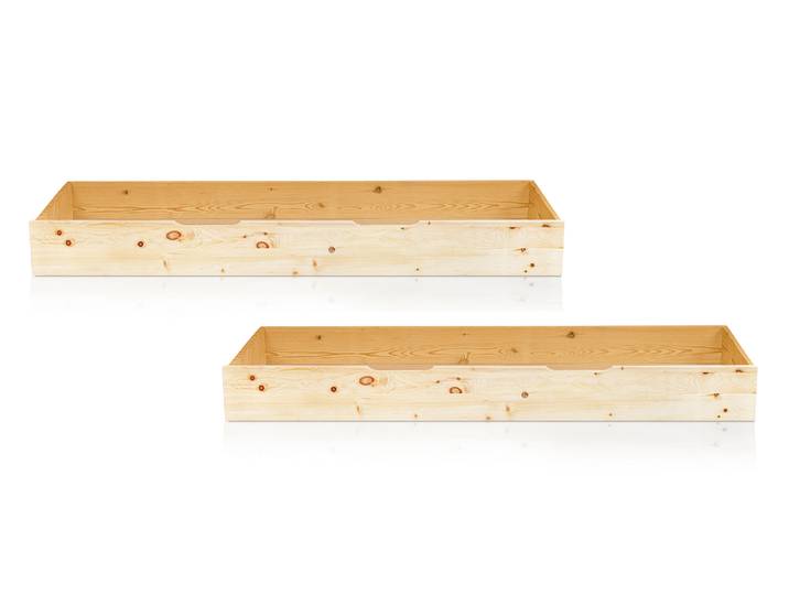 ZARUBA 2er Set Bettschublade auf Rollen, Material Massivholz