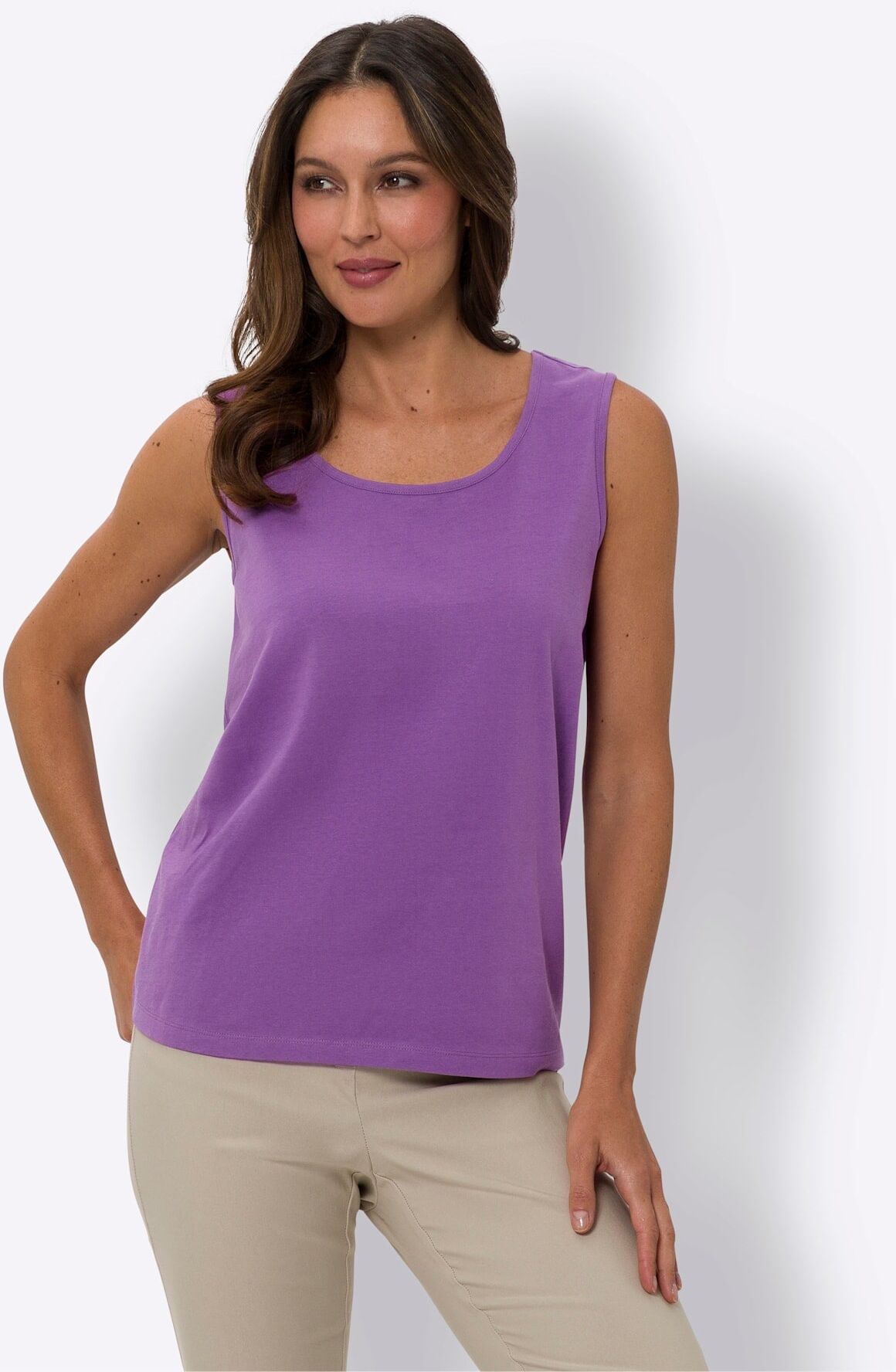Shirttop CLASSIC BASICS, Damen, Gr. 40, lila, 100% Baumwolle, unifarben, Rundhals, Tops Shirttop lila 40