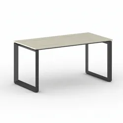 Konferenztisch PRIMO INSPIRE 160x80 cm, schwarzes Metallgestell, Eiche natur