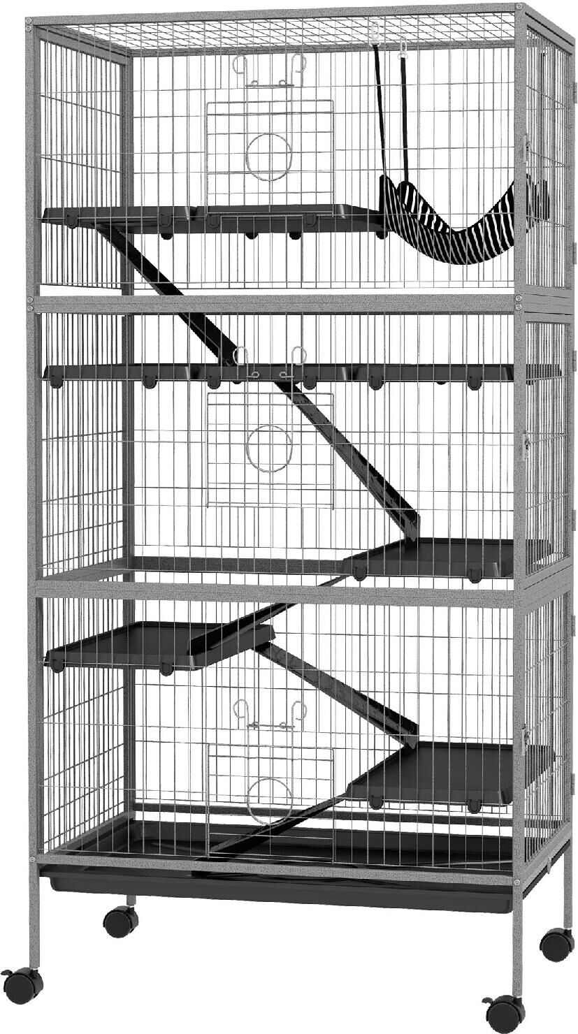 allmypets 1gyw131f Gabbia Per Conigli Con 4 Ingressi A Livelli Multipli Con Amaca In Acciaio E Pp 80x52x159 Cm - 1gyw131f