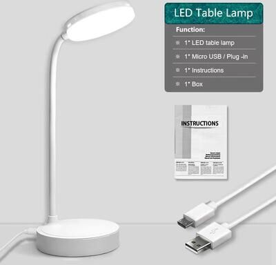 Inspired Finds Flexible Dual Head USB Rechargeable LED Desk Lamp Eye Protection Light With 3 Color Modes & 360 Rotation Touch Contro 1200mah