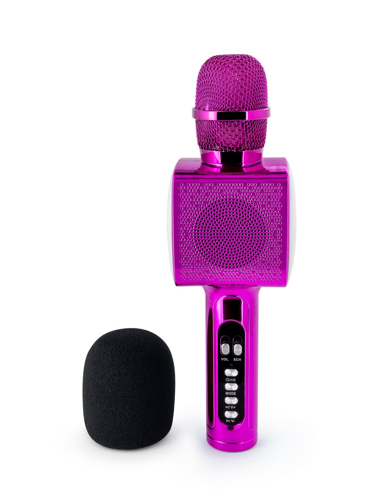 BigBen Interactive Party Karaoke Microphone with LED + Bluetooth - Pink