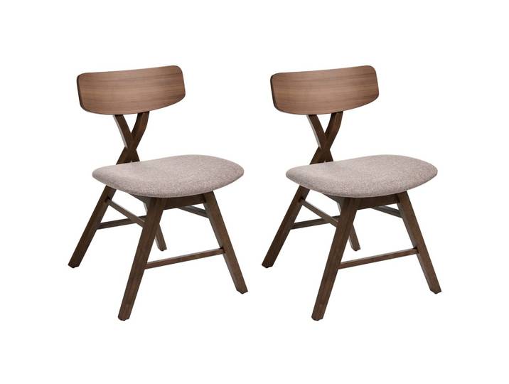 ESSZIMMERSTUHL 2er-Set Holz Braun/Taupe Leland