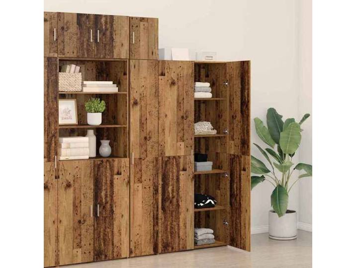 Marron Commode Salon CHIC Haut Armoire 2 pcs Buffet haut Bois ancien 80x42x185 cm N10062