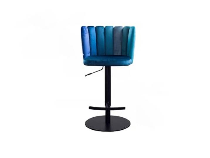 KAWOLA Barhocker Design Höhenverstellbar JADA Drehstuhl, Velvet Blau, Moderner Barstuhl, Küchenhocker mit Lehne, Ergonomisch