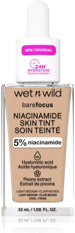 Wet n Wild BareFocus Niacinamide Skin Tint lightweight tinted moisturiser shade Light Medium (Cool) 32 ml