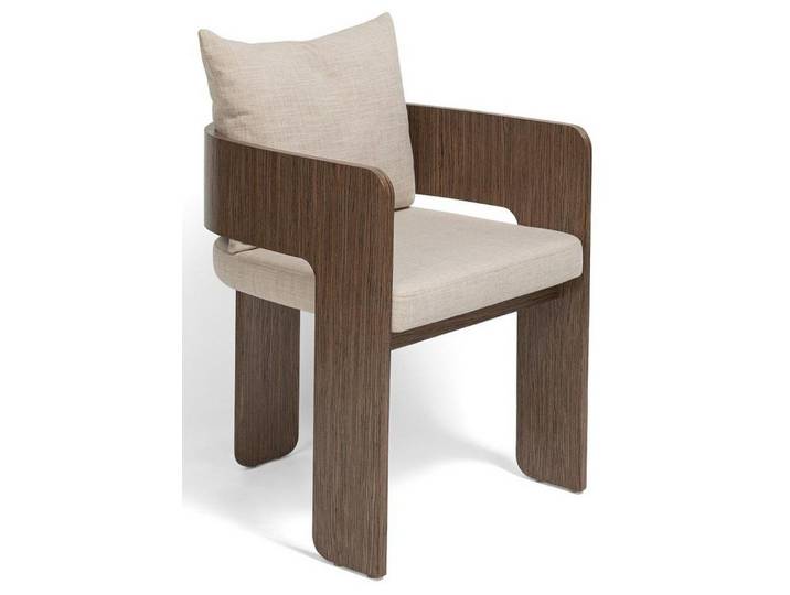 JVmoebel Esszimmerstuhl Stuhl Elegantes Design Beige Stoff Holz Komfort Charaktervoll Modern, Made in Europa