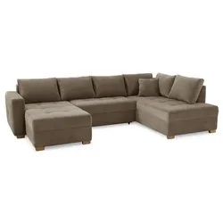 Wohnlandschaft mit Funktion Abby Stoff Grau Taupe