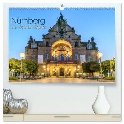 Nürnberg zur Blauen Stunde (hochwertiger Premium Wandkalender 2027 DIN A2 quer), Kunstdruck in Hochglanz