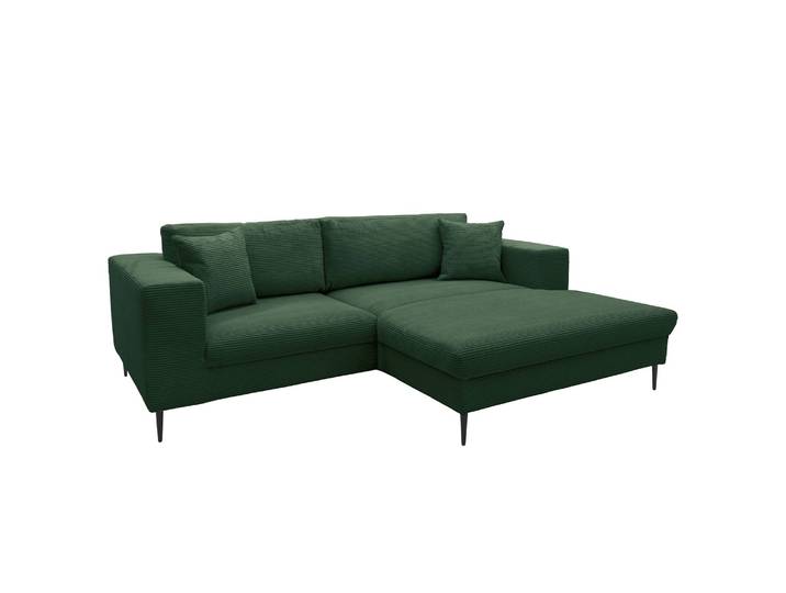 Ecksofa Samar Grün Cordstoff Leanca 244 x 83 x 173cm Longchair davorstehend rechts Landhaus