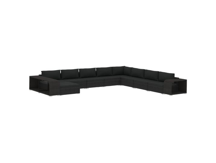 vidaXL Ensemble salon de jardin 11 pièces avec coussins Poly rotin noir