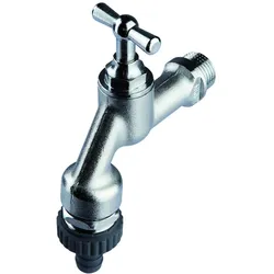 Seppelfricke Sepp Armaturenkombination 0006000 DN 15, Messing mattverchromt, Rohrbelüfter, Rückflussverhinderer, Schlauchverschraubung, Knebel