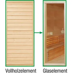 Wolff Finnhaus Sauna Paradiso: Tausch Vollholzelement in Glaselement