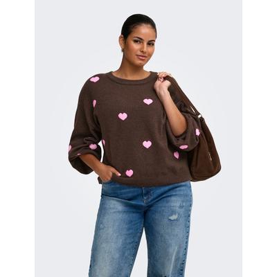 ONLY CARMAKOMA "CARRICA LS DETAIL O-NECK KNT" Materialmix, normal geschnitten
