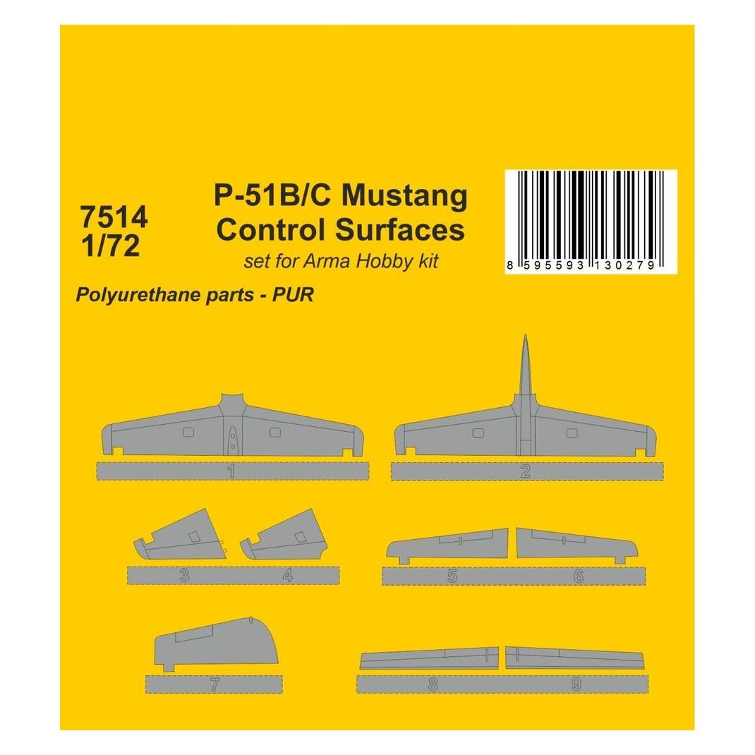 CMK P-51B/C Mustang Control Surfaces 1/72 / for Arma Hobby kit (129-7514)