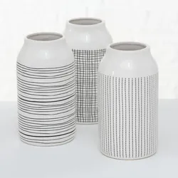 BOLTZE GRUPPE GmbH Vase Sannie 3sort H20 D11cm weiss/schwarz Steingut