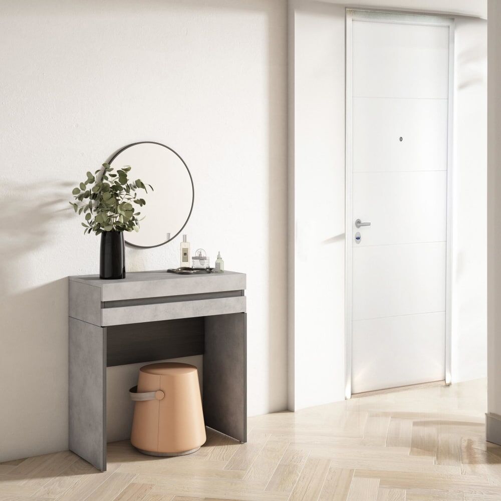 Skraut home Console d´entrée effet bois ciment 70x35x75cm Gris 70x75x35cm