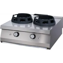 Maxima Schweres Wok-Kochfeld - Kochringe 2 x Ø28,5cm - Doppeleinheit - Tiefe 70cm - Gas