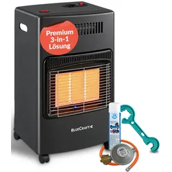 BlueCraft 3 in 1 Infrarot Gas Heizofen 4,2 kW  mit Schlauch, Gasregler, Gasschlü...