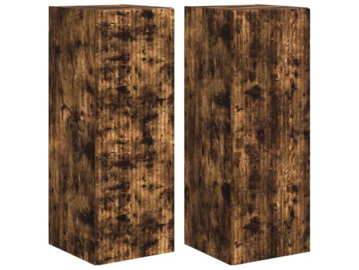 Moderner TV-Wandschrank mit Wandkonstruktion, 30 x 31 x 80 cm, aus Holz, Eiche rauchfarben, 02_0054978