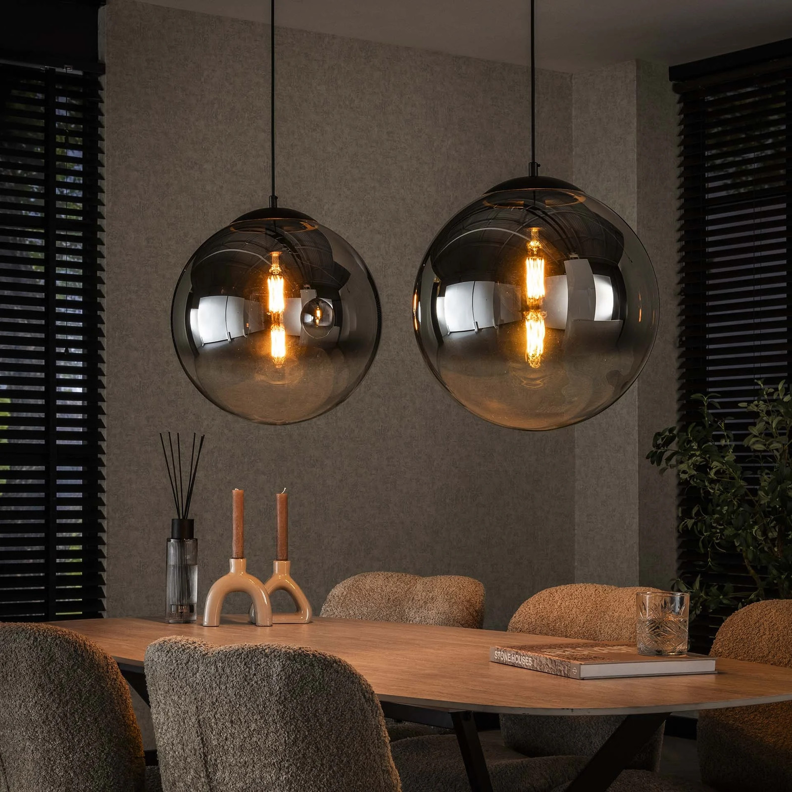 WoonStijl Hanglamp Bubble Shaded XL 2L - Transparant en Grijs