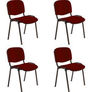 Nowy-Styl Besucherstuhl ISO BLACK C29, stapelbar, Vierfußstuhl, Stoff, bordeaux, 4 Stück