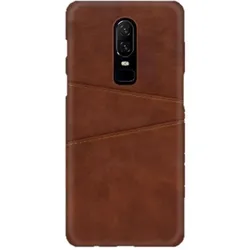 Screenguard OnePlus 7 Pro CardCaddy Leder Backcase mit Kartenfächern (OnePlus 7 Pro), Smartphone Hülle, Braun