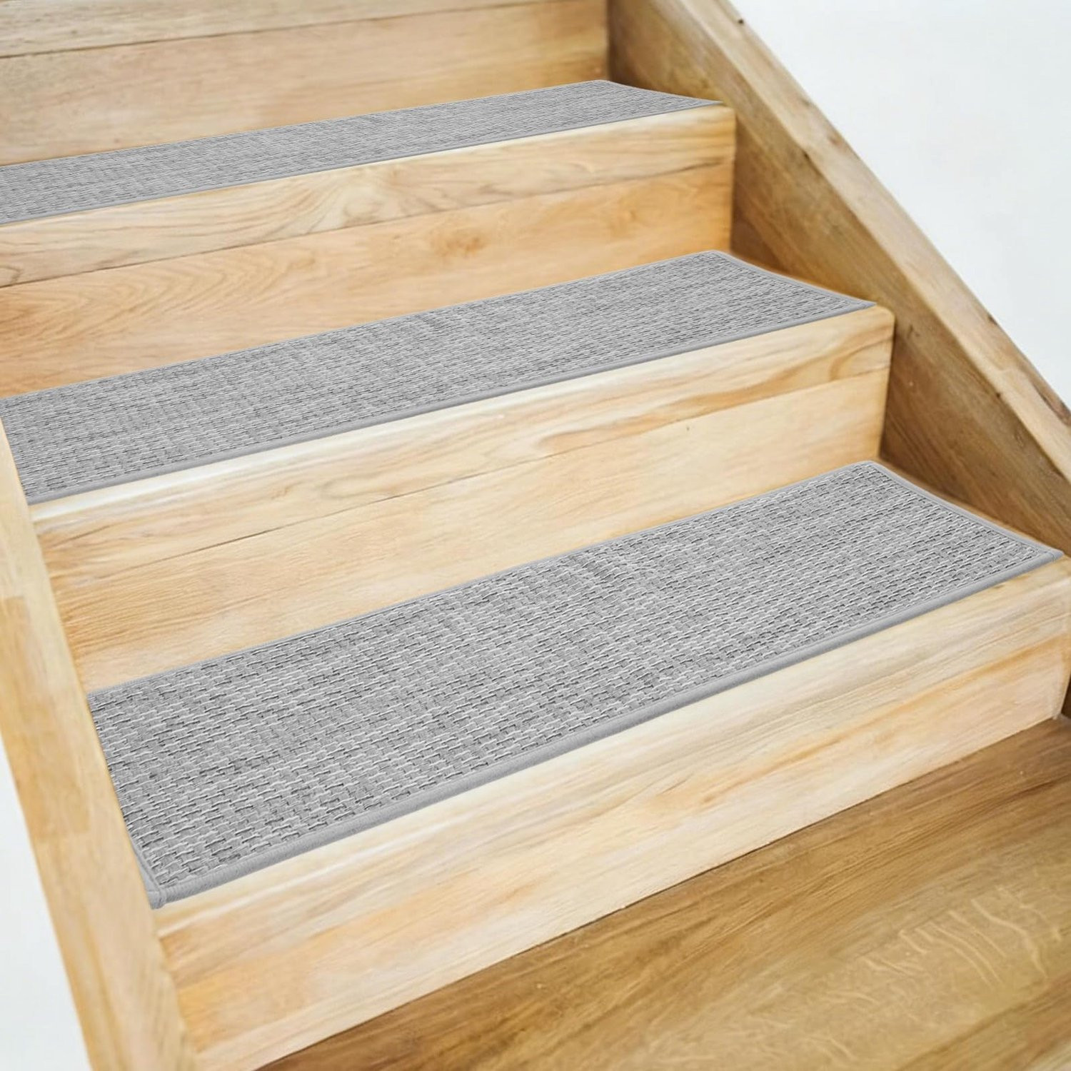 5 stuks antislip traptreden voor senioren, grijs, polyester, B: 55 cm, D: 20 cm, zelfklevend en wasbaar