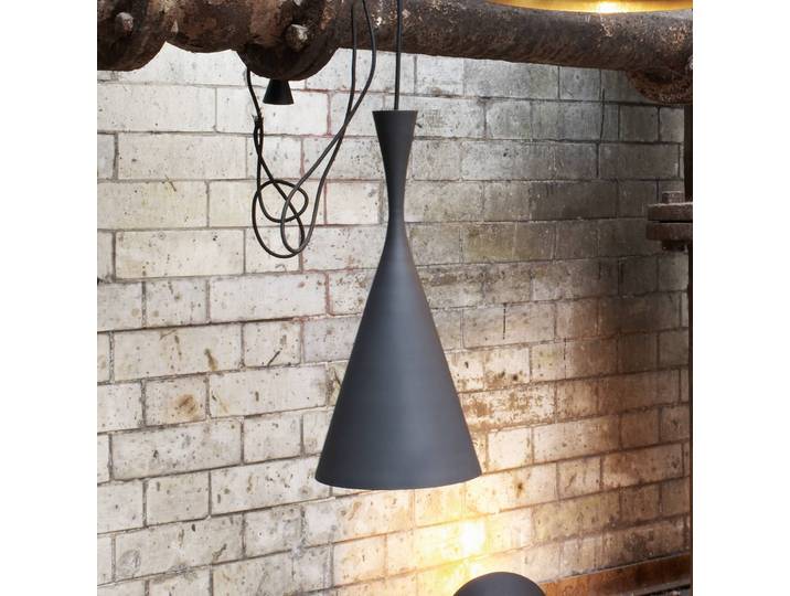 Hanglamp Beat, dimbaar, zwart, Woon-/ Eetkamer, Messing, Design, hanglamp