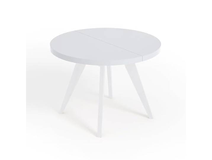 Dekori Möbel Runder Ausziehbarer Tisch für Esszimmer mit Holzbeinen, LORA, Loft-Stil, Skandinavische, Durchmesser Varianten: von 90 bis 220 cm (Weiß, Durchmesser: 120/220 cm)