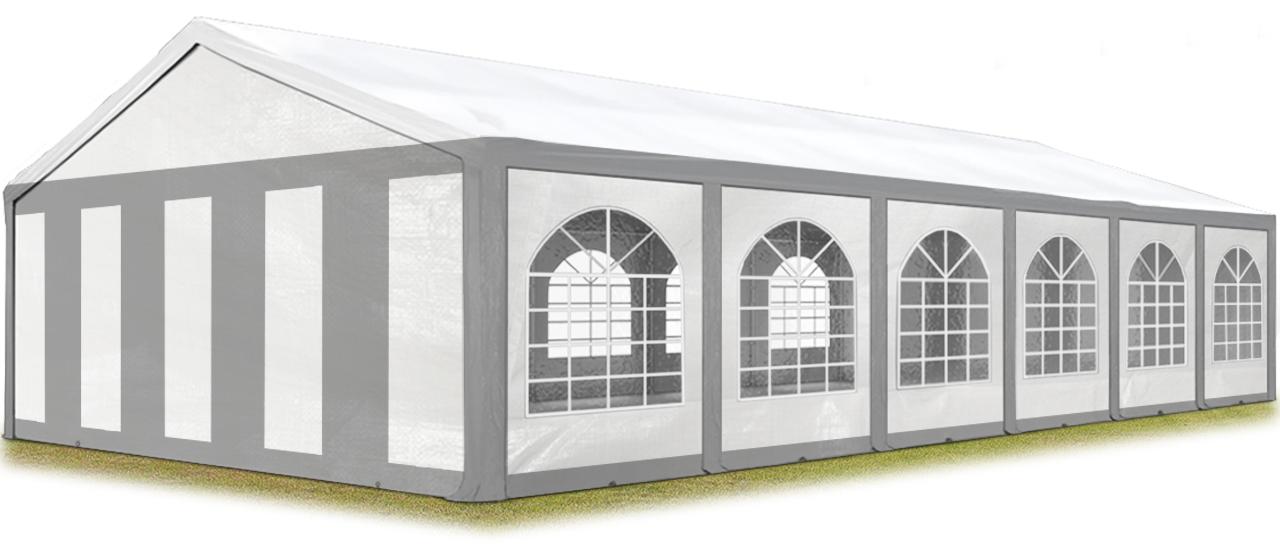 Hochwertiges Partyzelt 6x12 m Pavillon Zelt ca. PE Plane 450 N Gartenzelt Festzelt Bierzelt Wasserdicht grau-weiß
