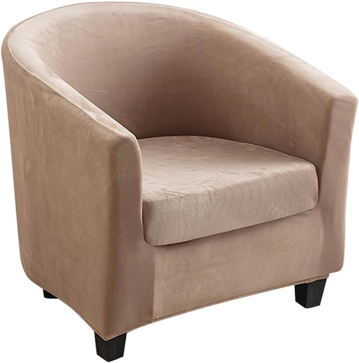 SnelShoppen Chesterfield Elastische Stoelhoes voor 1-Zits Fauteuil en Armstoel, Bruin Velours