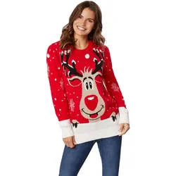 tectake® Weihnachtspullover Rudi Rentier für Frauen