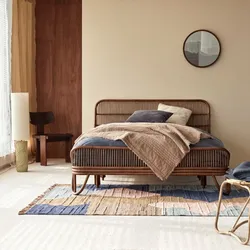 Simone - Bett aus dunklem Rattan mit Lattenrost 160 x 200 cm