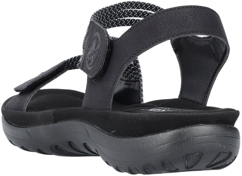 Riemchensandale RIEKER, Damen, Gr. 38, Synthetik, schwarz, Nubuklederimitat, Schuhe Riemchensandale, Sommerschuh, Sandalette, Keilabsatz, mit Gummizügen schwarz 38, Synthetik