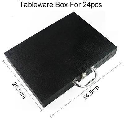 Uplift Essentials Premium Antioxidative Wooden Tableware Collection Box And Luxury 16 24 Piece Flatware Storage Case black For 24pcs