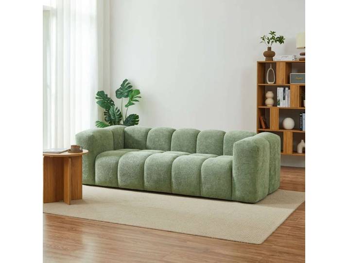 Canapé droit fixe TASTA 3 places tissu vert olive