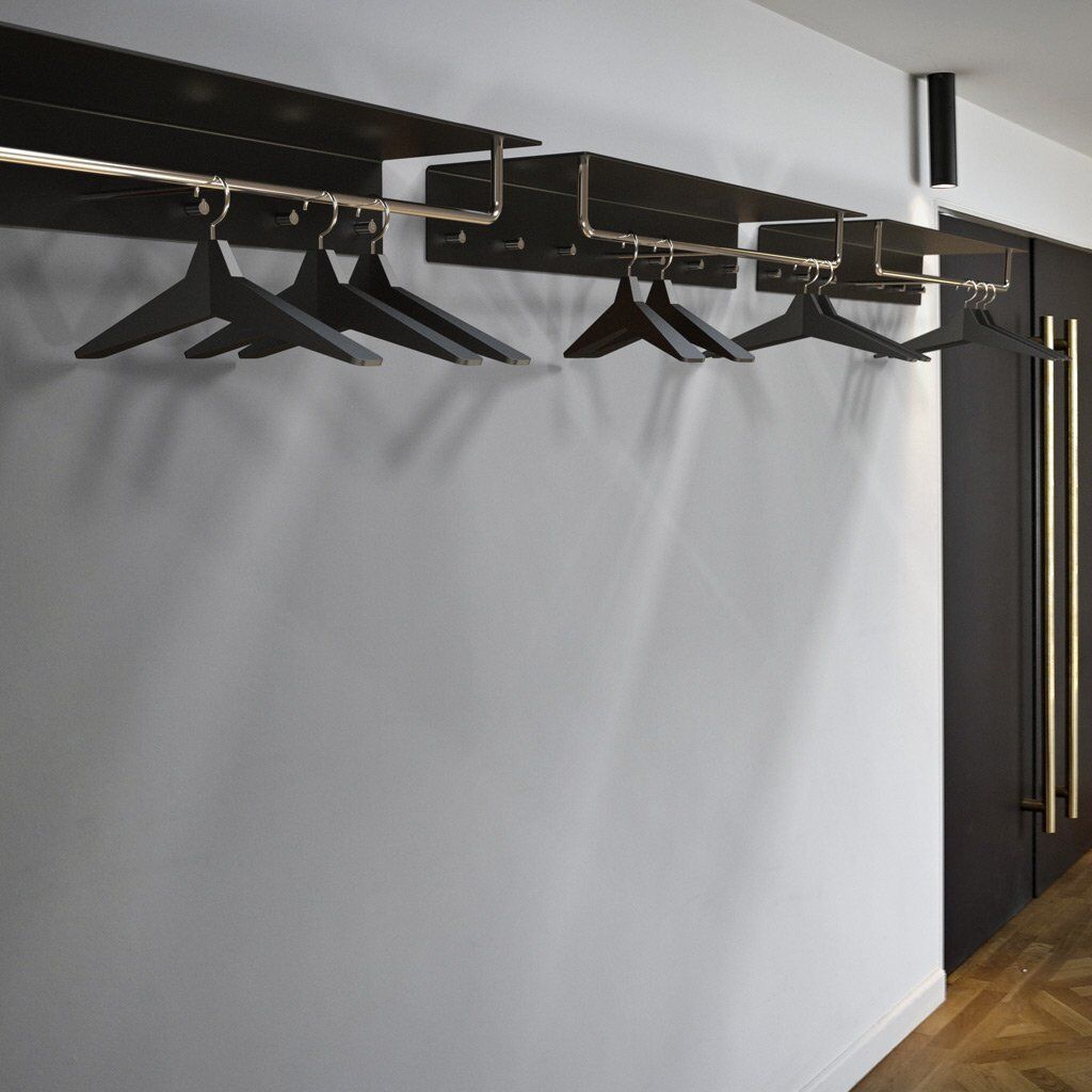 Frost Unu Wandgarderobe (mit 6 Haken, schwarz matt / kupfer poliert) mit 6 Haken   schwarz matt / kupfer poliert