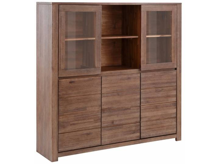 loft24 Highboard Walter, Vitrinenschrank Vitrine, Wohnzimmer Schrank, Akazie, Landhaus