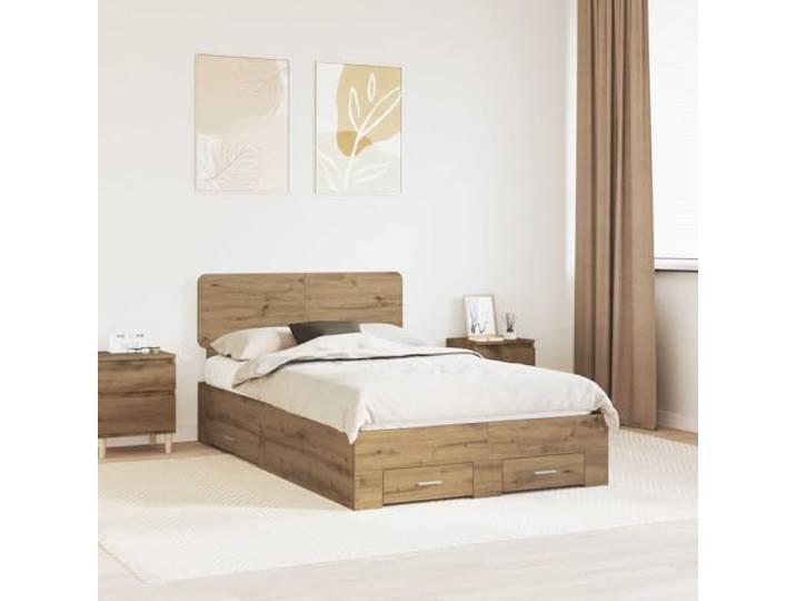 RJPLMFV Bettgestell, Eiche, handgefertigt, 120 x 190 cm, Holz Mit Schubladen, inklusive Latten, modernes Design, einfache Montage