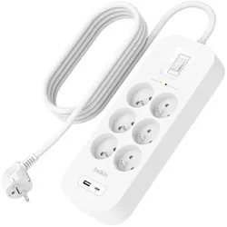 Belkin, Steckdosenleiste, Surge Protection with USB C 6 Outlet (CEE 7/3, 2 m)