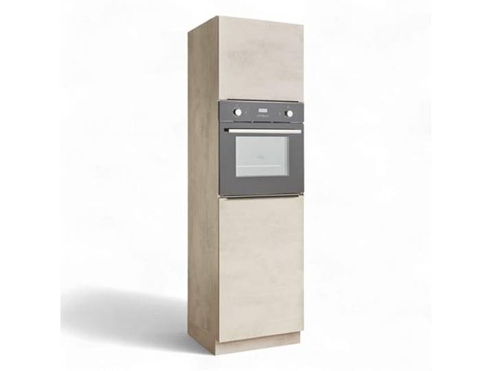 SANIBEL Einbauschrank für Kühlschrank und Backofen in Chromix Weiß