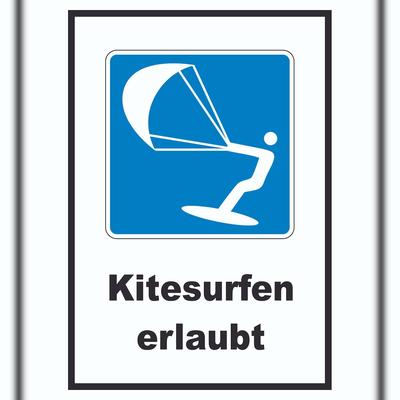 HB-Druck Kitesurfen erlaubt Symbol und Text A5 Rückseite selbstklebend