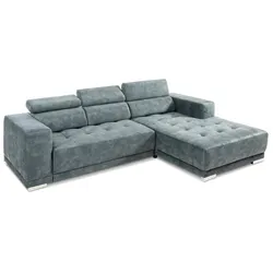 SOMETA Ecksofa Cocoon Samt Stoff Ice Blue