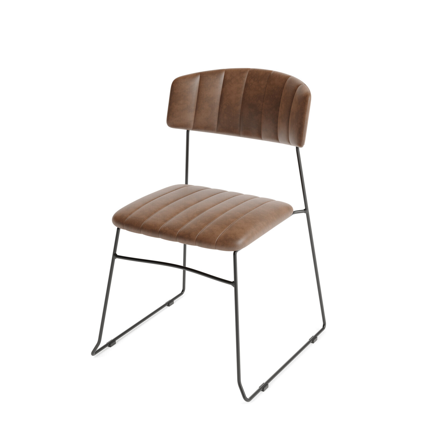 Mundo Stapelstuhl Cognac, kunstleder gepolstert, feuerhemmend, 54x55x79cm (BxTxH), 53001