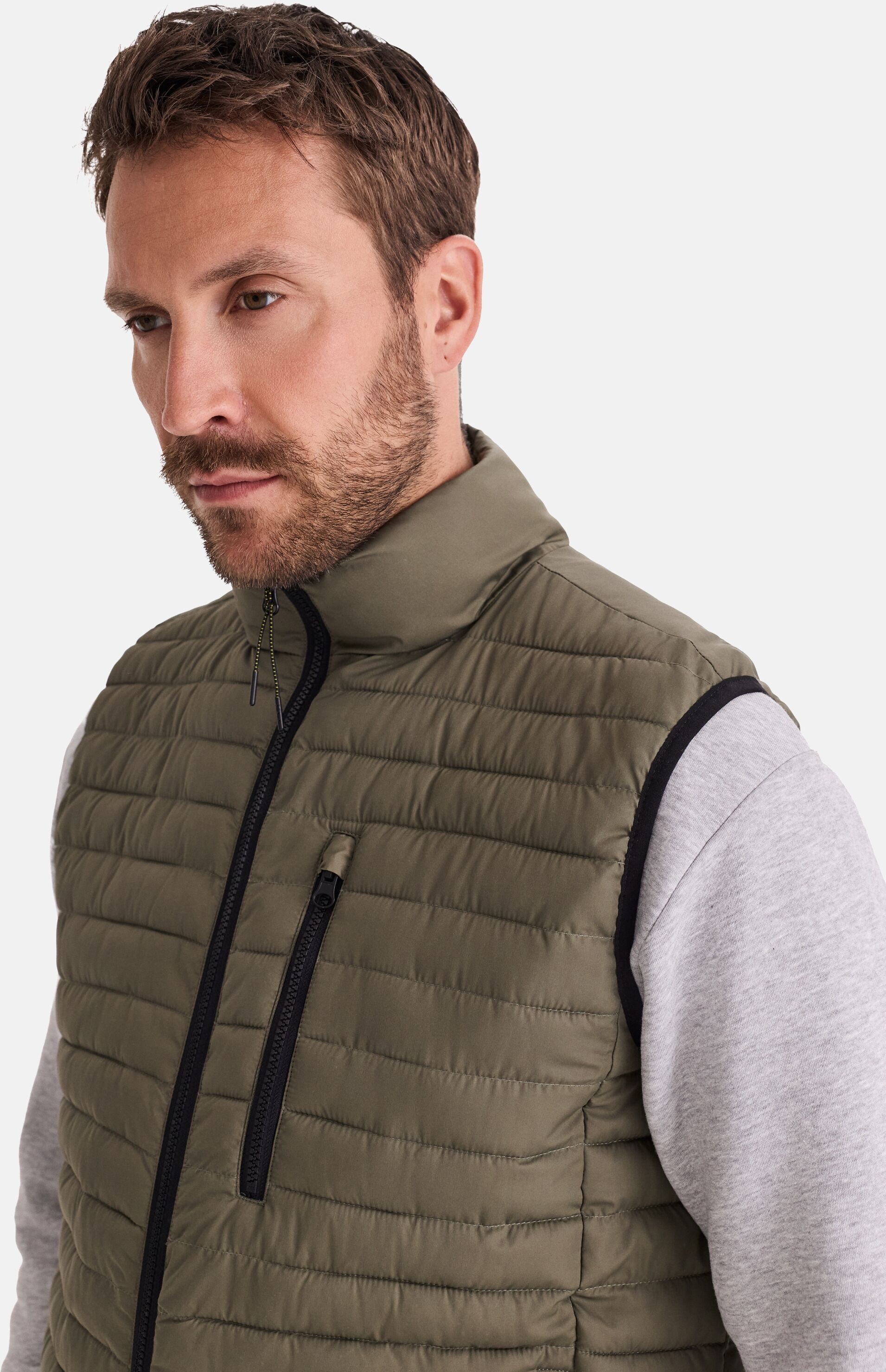 Steppweste STOOKER MEN "HENRIK Steppweste", Herren, Gr. L, olive, 100% Polyester, regular fit, Westen Steppweste, Steppweste für Herren
