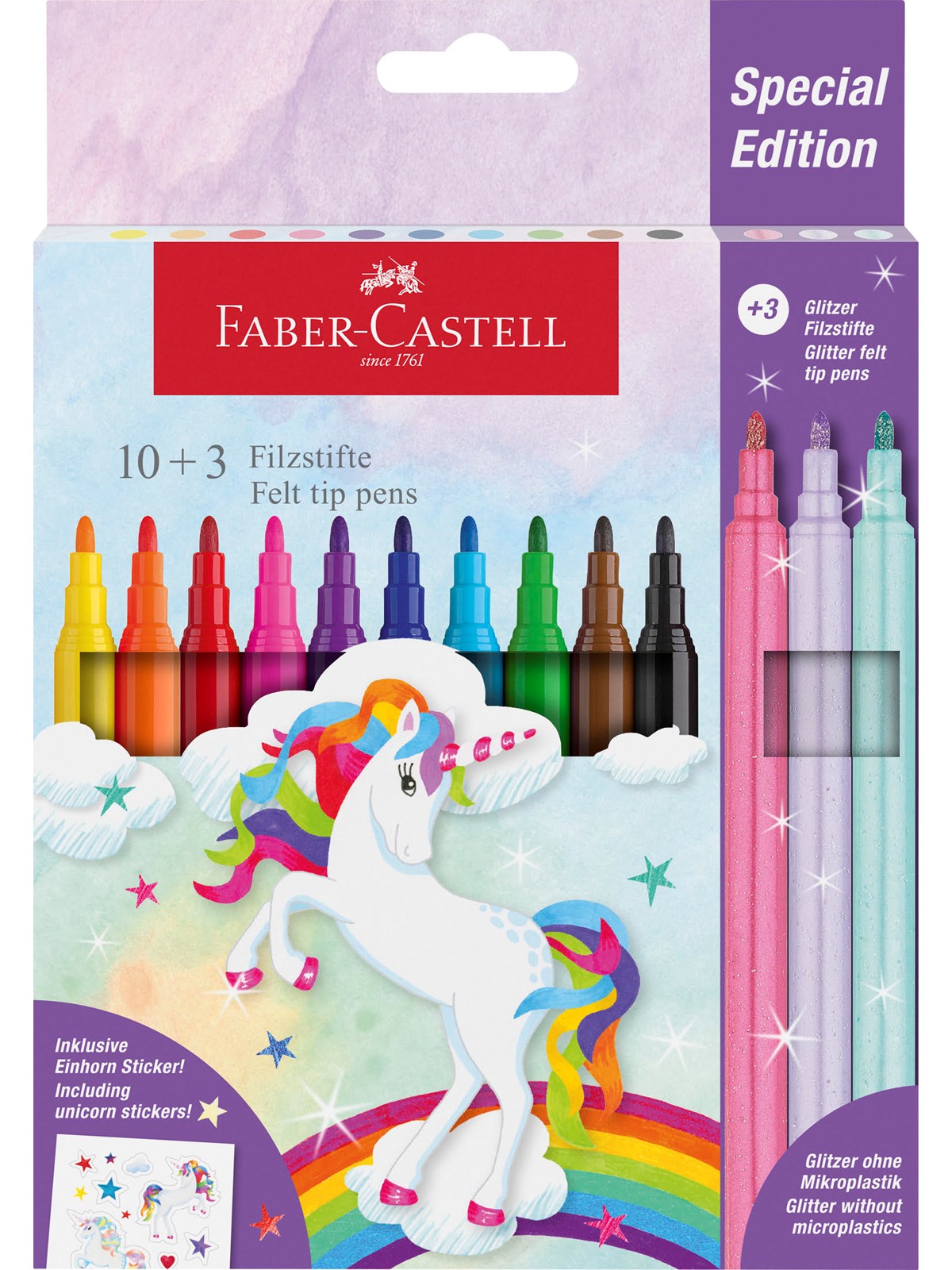 Faber-Castell Filzstift Einhorn 10+3 +Sticker